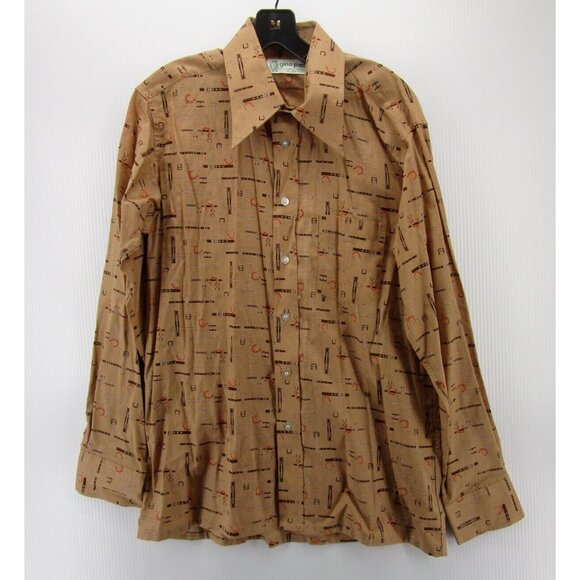 VINTAGE Gino Paoli Shirt Large Button Down Equestrian Horses 90s 80s - Picture 1 of 10